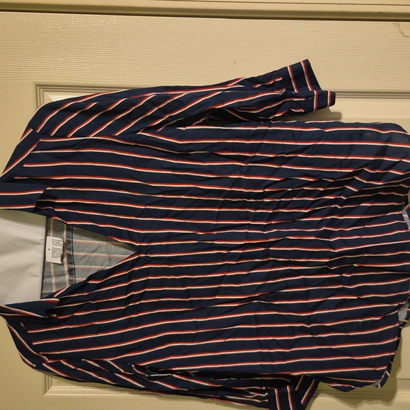H&M Tops - H&M Women's Striped Button Down Shirt - Navy and Red